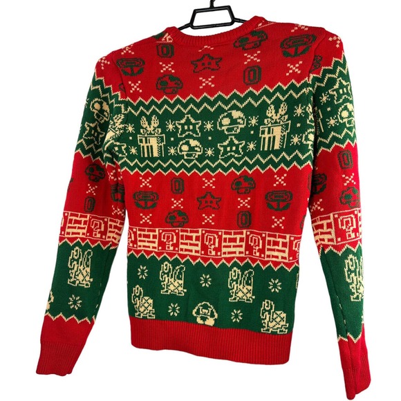 Super Mario Bros. Ugly Christmas Sweater Nintendo Red Green Men's Size Small - Picture 3 of 8